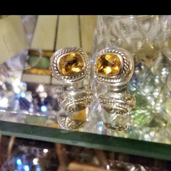 David Yurnan 925/14K Citrine Large Albion Earrings - Picture 2 of 8